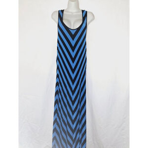 Y2K Apt. 9 Maxi Size L Blue Black Striped 90s disco lolita Vamp mermaid dress